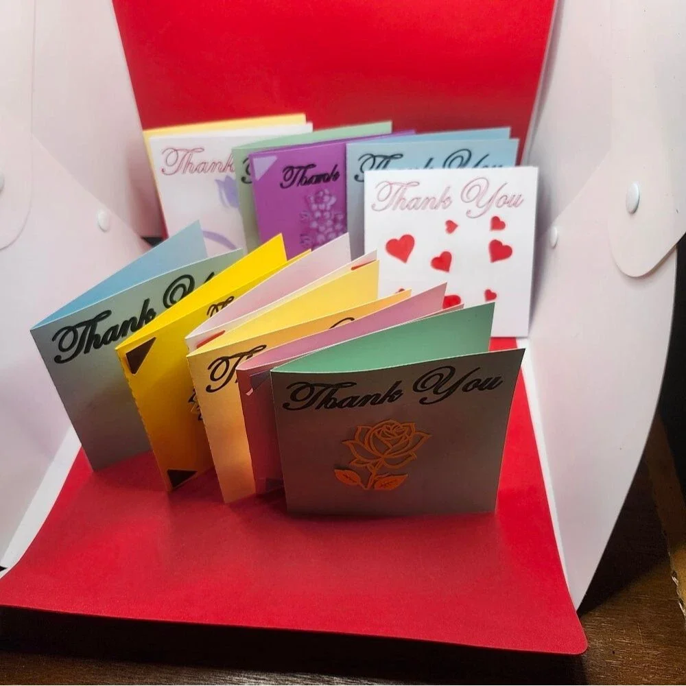 Hand Crafted Colorful Thank You Cards Set of 12